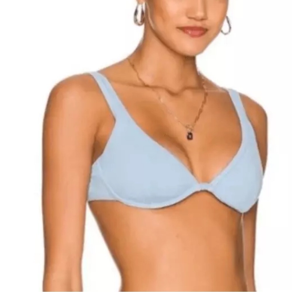 Minkpink Revolve Bikini Top Womens Size XS Spero Corn Blue Textured NWT